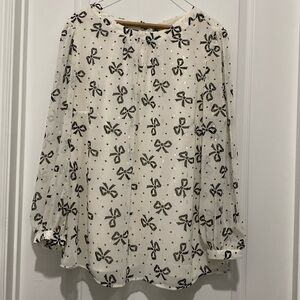 Womens Talbots cream and black bow top - 1x